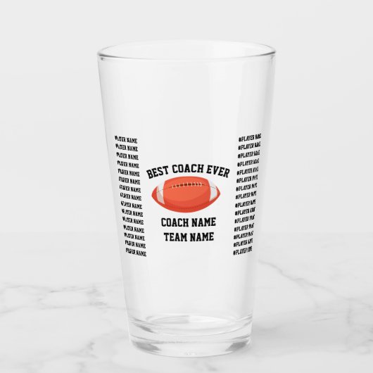 Custom Football Best Coach Ever Team All Players Glas (Voorkant)