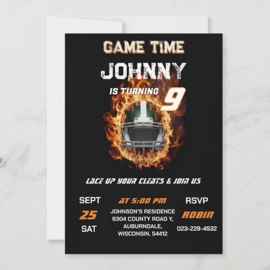 Custom Football birthday invitation Kaart (Voorkant)