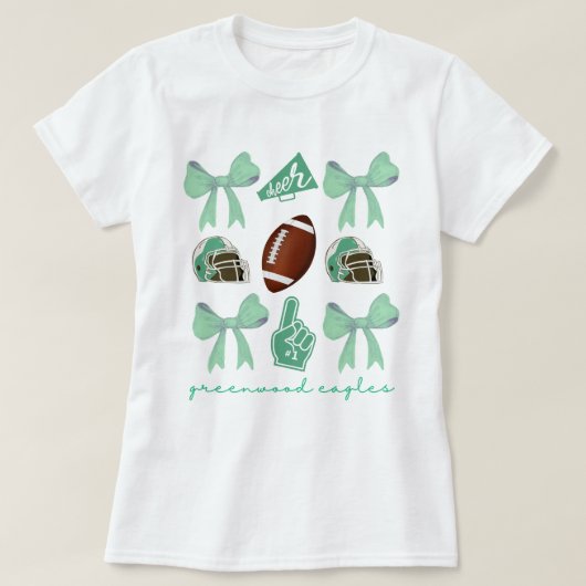 Custom Football Bow Shirt, Custom School, T-shirt (Design voorkant)