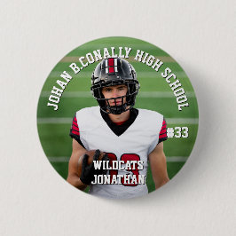 Custom Football Button High School Team Number