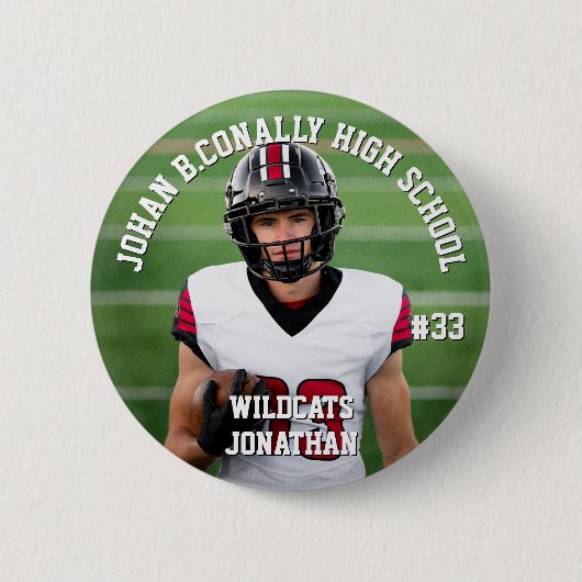 Custom Football Button High School Team Number (Voorkant)