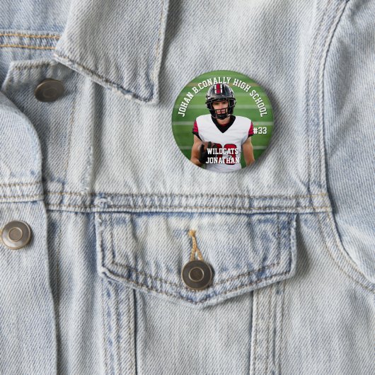 Custom Football Button High School Team Number (In situ)