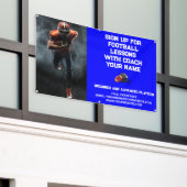 Custom Football Coach Coaching Klasse Lessen Blauw Spandoek (Buitenkant Gebouw)