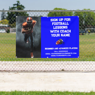 Custom Football Coach Coaching Klasse Lessen Blauw Spandoek