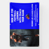 Custom Football Coach Coaching Klasse Lessen Blauw Spandoek (Verticaal)