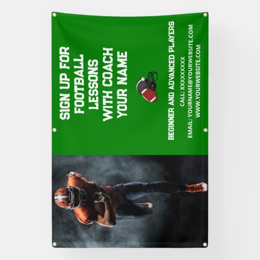 Custom Football Coach Coaching Klassen Groen Spandoek (Verticaal)