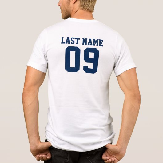 Custom Football Dad Navy Blauw en Goud Team Tri-Blend Shirt (Achterkant)