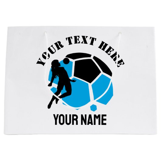 Custom Football Girl Football Birthday Party Groot Cadeauzakje (Voorkant)