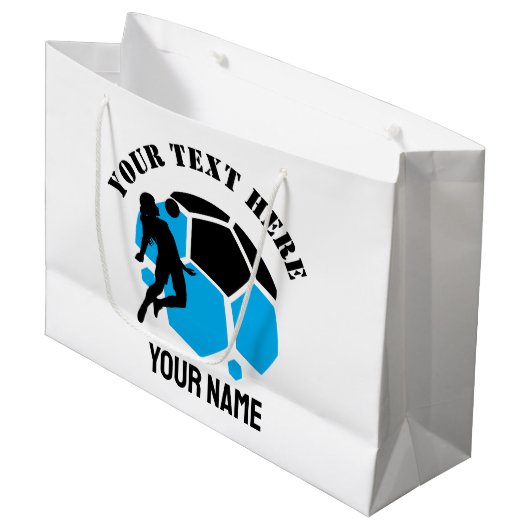 Custom Football Girl Football Birthday Party Groot Cadeauzakje (Voorkant Gekanteld)