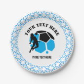 Custom Football Girl kid's Football Birthday Party Papieren Bordje (Voorkant)