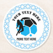 Custom Football Girl kid's Football Birthday Party Ronde Kartonnen Onderzetter (Voorkant)