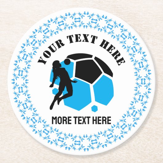 Custom Football Girl kid's Football Birthday Party Ronde Kartonnen Onderzetter (Voorkant)