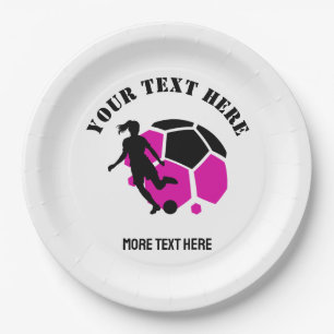 Custom Football Girl kind Football verjaardagsfees Papieren Bordje