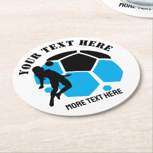 Custom Football Girl kind Football verjaardagsfees Ronde Kartonnen Onderzetter