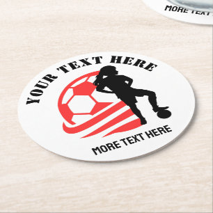 Custom Football Girl kind Football verjaardagsfees Ronde Kartonnen Onderzetter