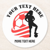 Custom Football Girl kind Football verjaardagsfees Ronde Kartonnen Onderzetter (Voorkant)
