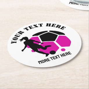 Custom Football Girl kind Football verjaardagsfees Ronde Kartonnen Onderzetter