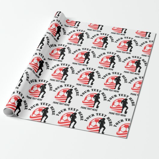Custom Football Meisje kind Football Verjaardagsfe Cadeaupapier (Uitgerold)