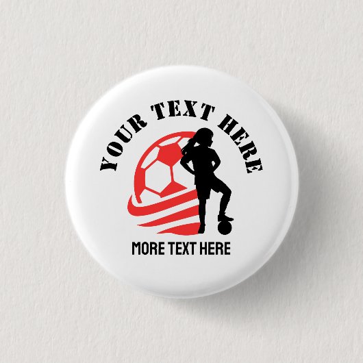 Custom Football Meisje kind Football Verjaardagsfe Ronde Button 3,2 Cm (Voorkant)