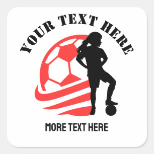 Custom Football Meisje kind Football Verjaardagsfe Vierkante Sticker