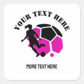 Custom Football Meisje kind Football Verjaardagsfe Vierkante Sticker (Voorkant)