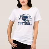 Custom Football Mom Navy Blauw en Goud Team Tri-Blend Shirt (Voorkant)