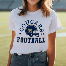 Custom Football Mom Navy Blauw en Goud Team Tri-Blend Shirt