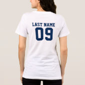 Custom Football Mom Navy Blauw en Grijs Team Tri-Blend Shirt (Achterkant)