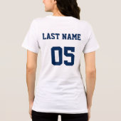 Custom Football Mom Navy Blue and Gray Team  Tri-Blend Shirt (Achterkant)
