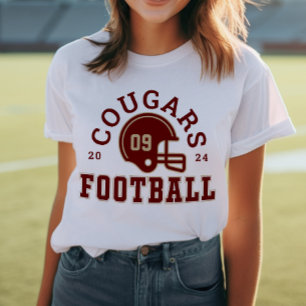 Custom Football Mom Rood en Goud Team Tri-Blend Shirt