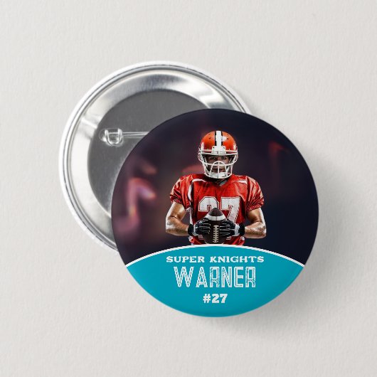 Custom Football Photo and Name Sports Button (Voorkant /achterkant)