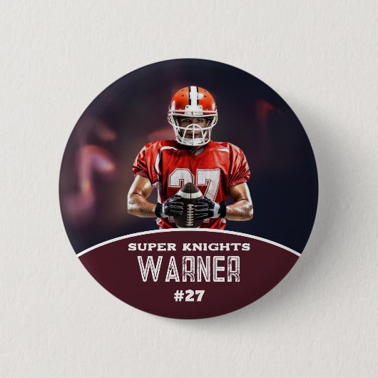 Custom Football Photo and Name Sports Button (Voorkant)