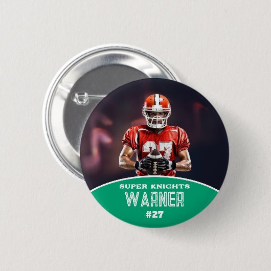Custom Football Photo and Name Sports Button (Voorkant /achterkant)