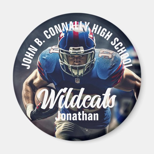 Custom Football Player Foto High School Spirit Magneet (Voorkant)
