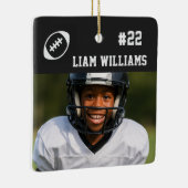 Custom Football Player Name & Number Black Trendy  Keramisch Ornament (Rechts)