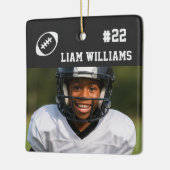 Custom Football Player Name & Number Black Trendy  Keramisch Ornament (Links)