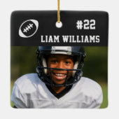 Custom Football Player Name & Number Black Trendy  Keramisch Ornament (Achterkant)