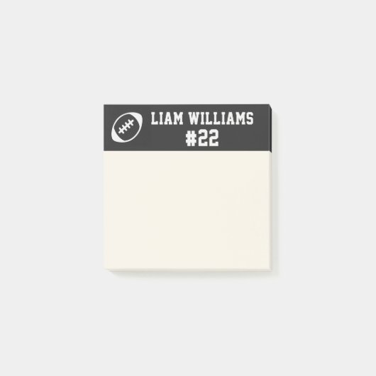 Custom Football Player Name & Number Black Trendy  Post-it® Notes (Voorkant)