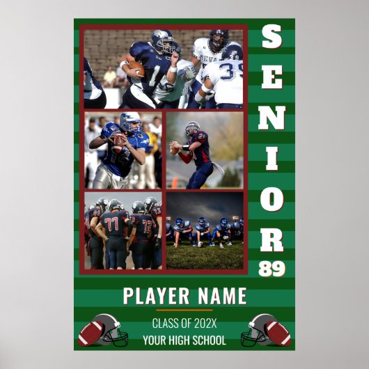 Custom Football Senior Fotocollage Poster (Voorkant)