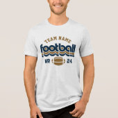 Custom Football Team Blauw en Bruin Mannen Tri-Blend Shirt (Voorkant)
