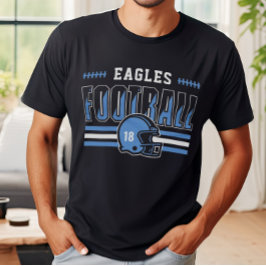 Custom Football Team Blauw en Zwart Mannen T-shirt