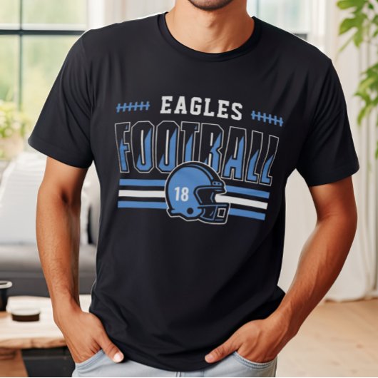 Custom Football Team Blauw en Zwart Mannen T-shirt