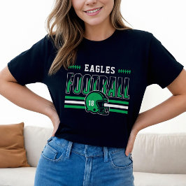 Custom Football Team Groen en Zwart Vrouwen Tri-Blend Shirt