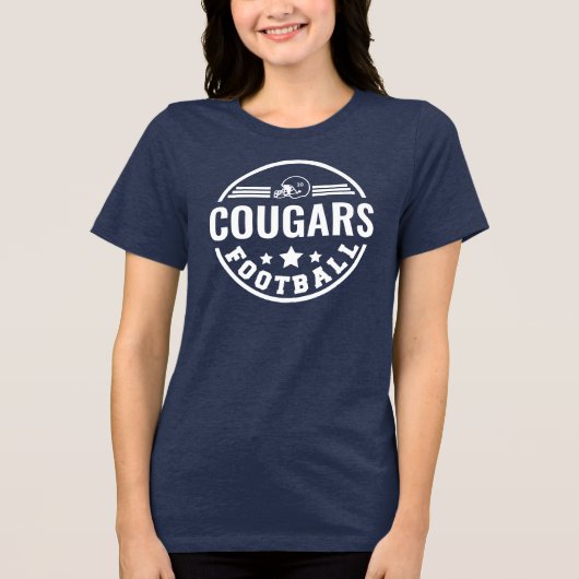 Custom Football Team met Speler Naam Nummer Navy Tri-Blend Shirt (Voorkant)