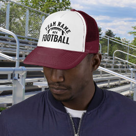 Custom Football Team Naam Maroon Trucker Pet