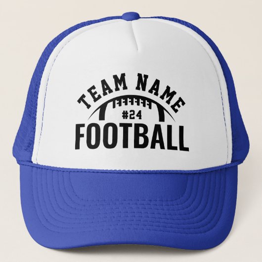 Custom Football Team Naam Royal Blue Trucker Pet (Voorkant)
