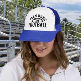 Custom Football Team Naam Royal Blue Trucker Pet