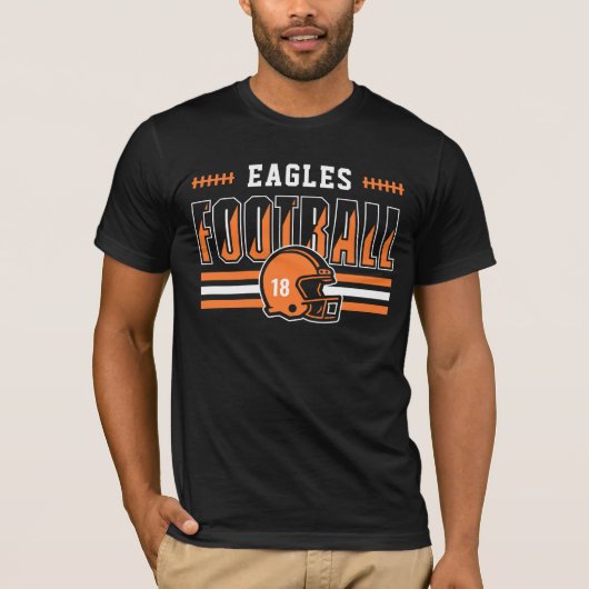 Custom Football Team Oranje en Zwarte Mannen T-shirt (Voorkant)