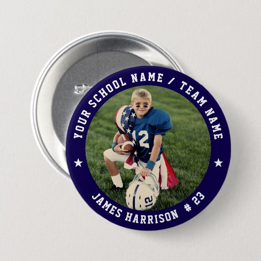 Custom Football Team Photo Ronde Button 7,6 Cm (Voorkant /achterkant)