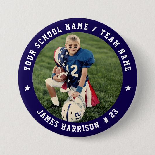 Custom Football Team Photo Ronde Button 7,6 Cm (Voorkant)